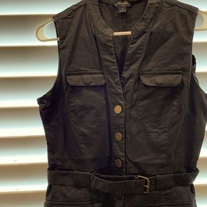 Black Camo Style Sleeveless Dress with Belt